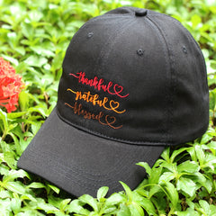 Thankful Grateful Blessed Embroidered Baseball Cap