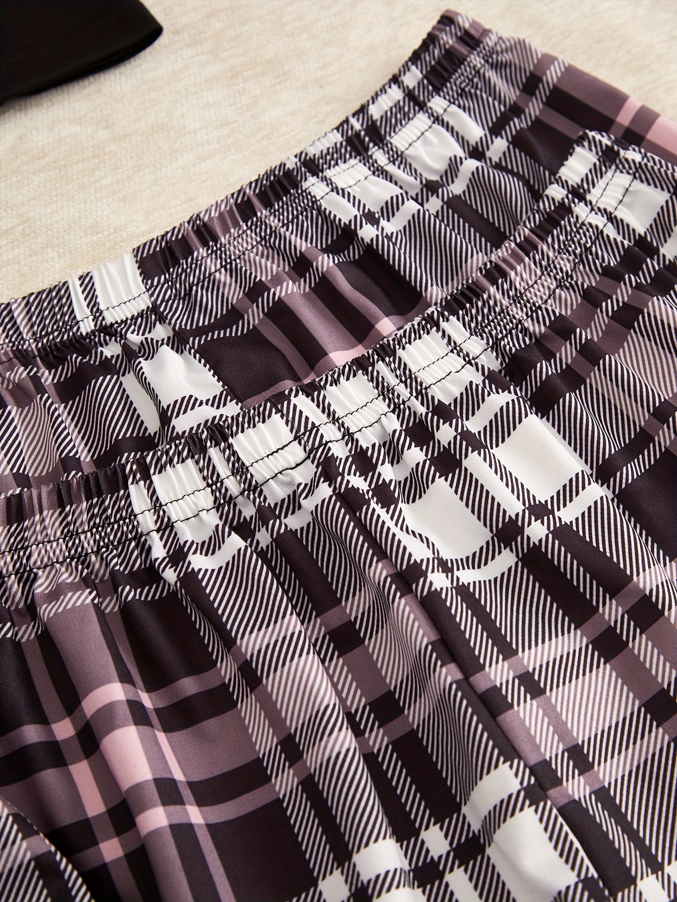 Letter & Plaid Print Pajama Set Women's Sleepwear