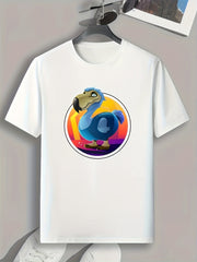 Cartoon Print Men's Graphic Tee for Summer