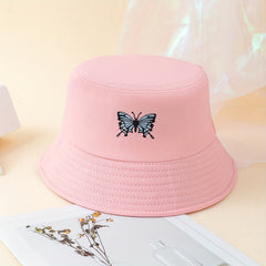 Butterfly Printed Bucket Hat Solid Basin Hat Casual Couple Fisherman Cap