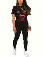 Cartoon Figure Tee & Leggings Set