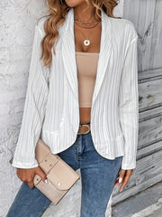 Ribbed Long Sleeve Shawl Collar Blazer