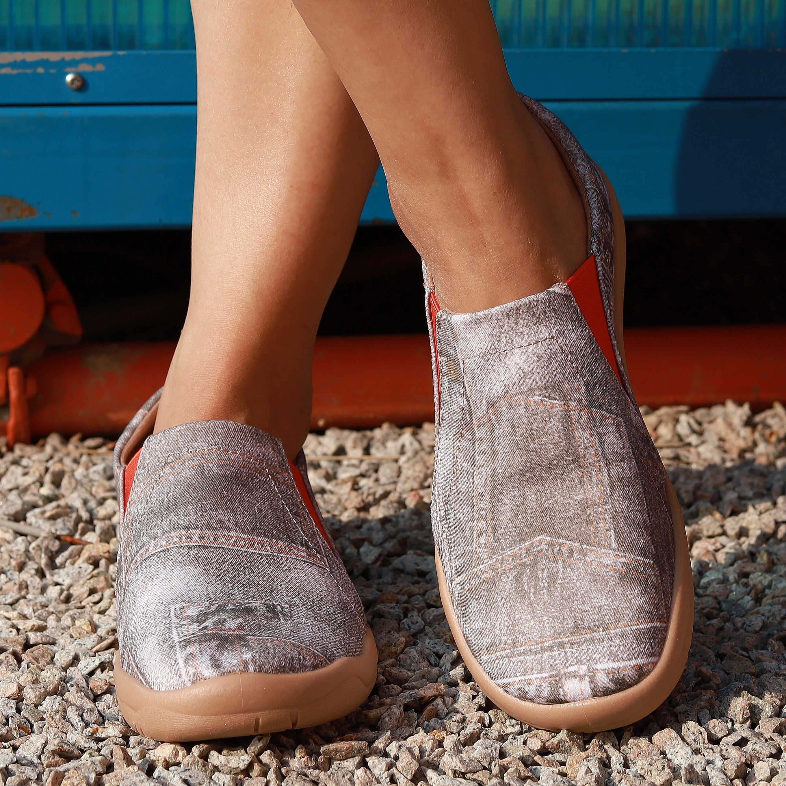 Women's Colorblock Canvas Slip On Shoes Lightweight Casual Footwear