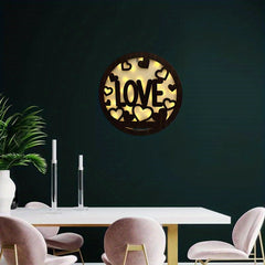 Children's Room Wall Clock LED Lamp Retro Wooden Sign Home Decoration