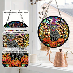 Halloween Cat Pumpkin Diamond Painting Pendant Kit