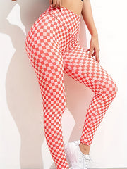 Checkerboard Print High Rise Yoga Pants