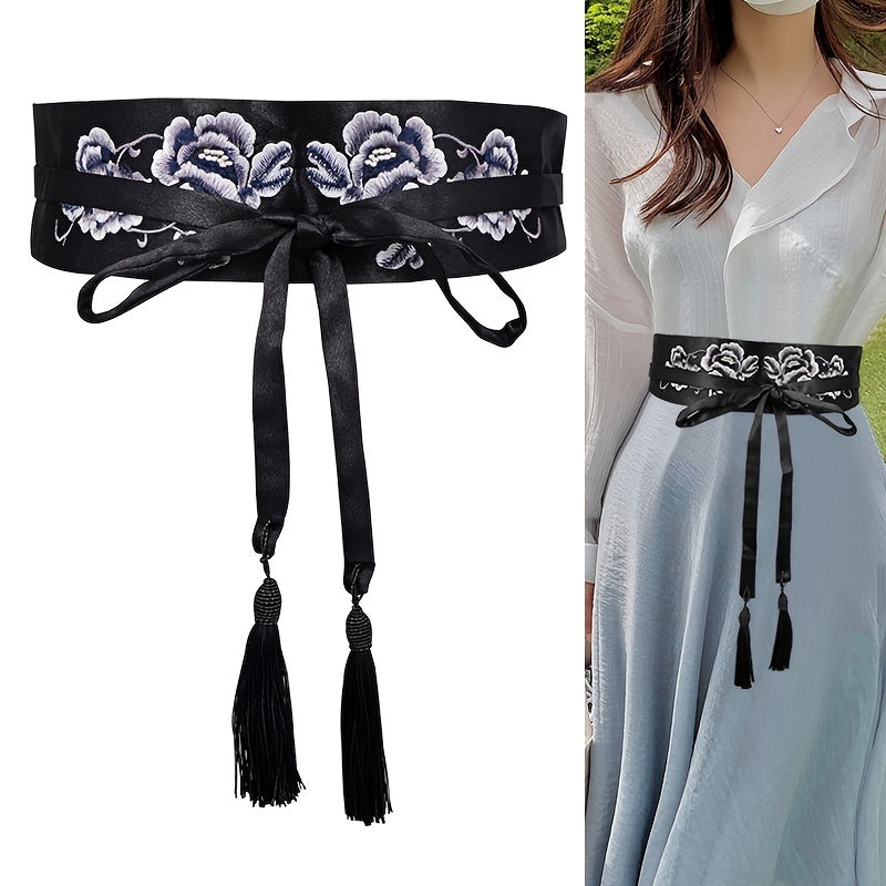 Embroidered Waist Belt Cover Women Hanfu Cloth Belt For Dress
