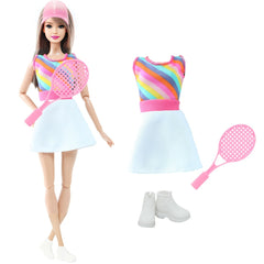 3pcs Rainbow Mini Dress Boots Girl Doll Outfit Set