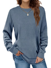 Women's Crew Neck Sweatshirt Long Sleeve Casual Sports Pullover Shirt
