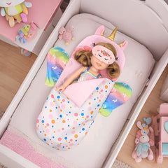 2pcs Doll Sleeping Bags and Eye Masks for 10-18 inch Newborn Dolls