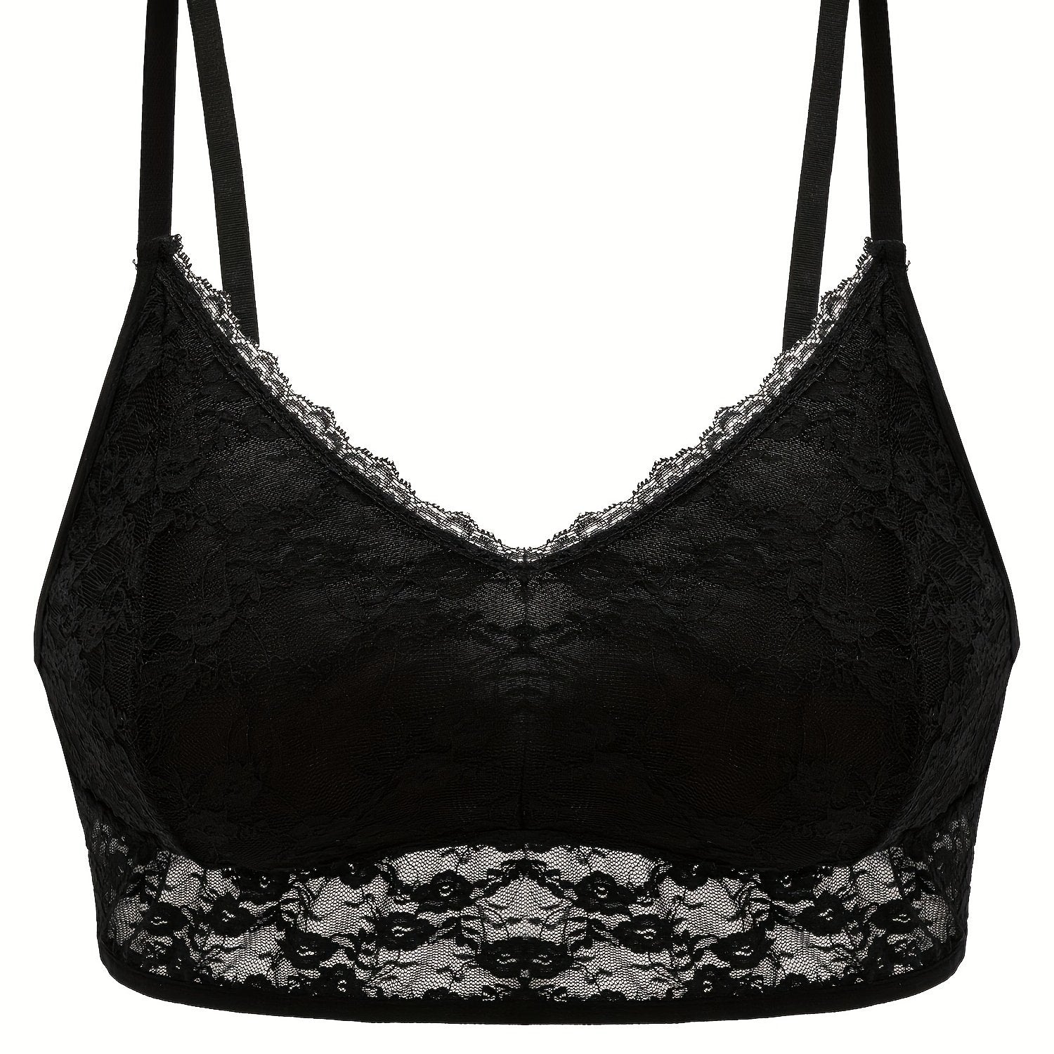 Sexy Lace V Neck Solid Seamless Bralette