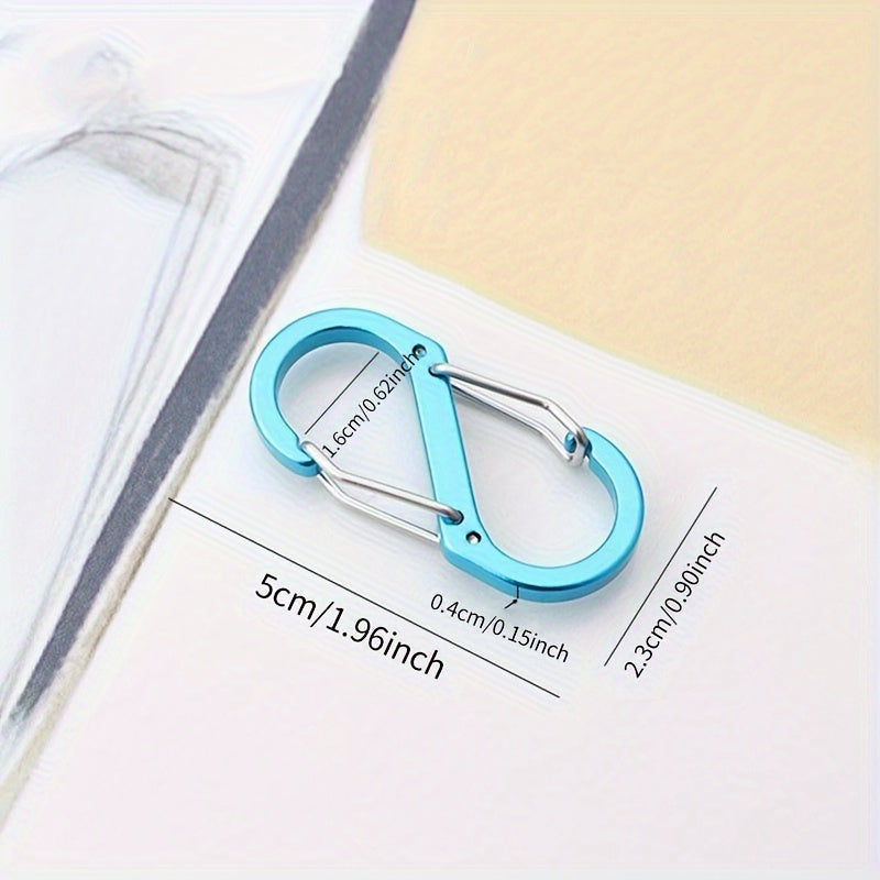 6pcs No 5 Aluminum Alloy S Carabiner Mini Spring Hanging Buckle