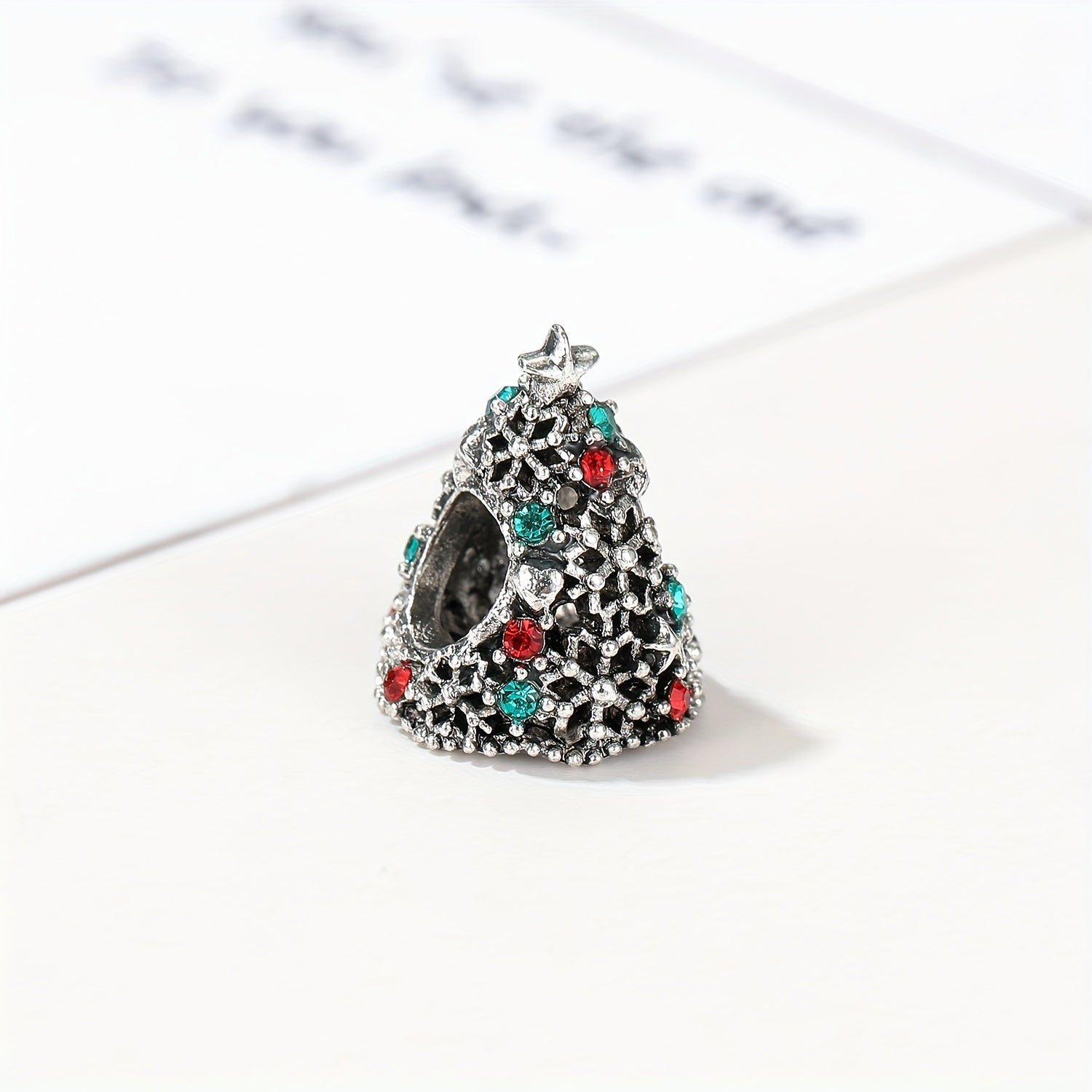 Vintage Christmas Tree Inlaid Rhinestone Charm for DIY Bracelets Necklaces