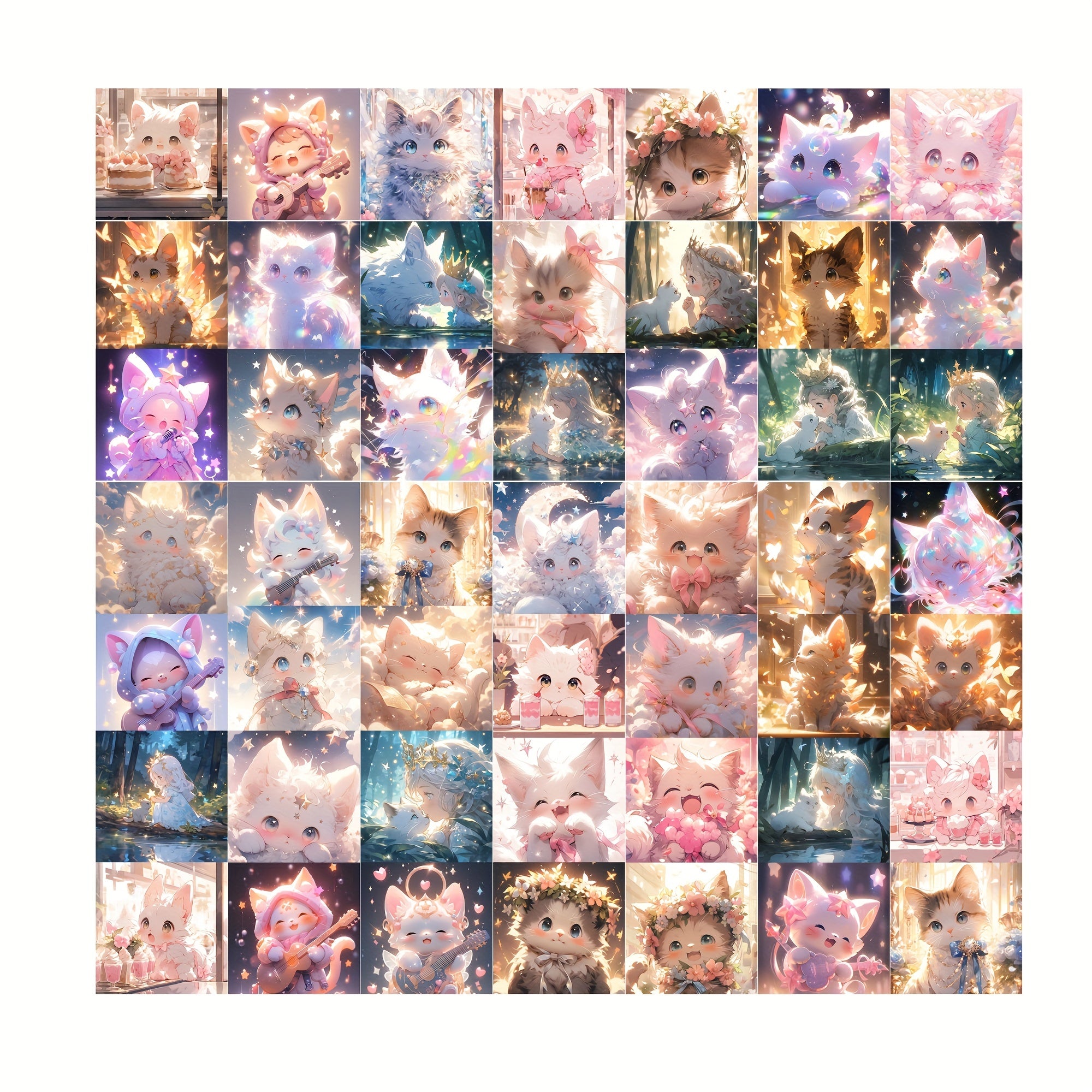 50pcs Cat Cartoon Graffiti Stickers Waterproof Game Stickers
