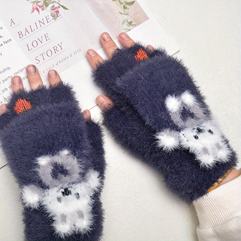 Kids Winter Half-finger Writing Gloves Hand Wash
