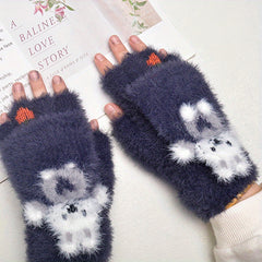 Kids Winter Half-finger Writing Gloves Hand Wash