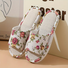 Floral Print Flat Slippers Open Toe Lightweight Casual Slides