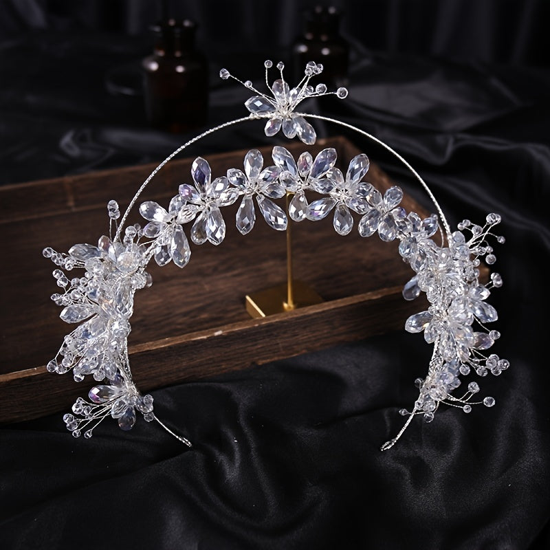 Crystal Flower Headband Earring Set Wedding Hair Accessories