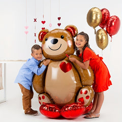 Little Bear Embracing Cake Aluminum Film Balloon Birthday Party Decoration