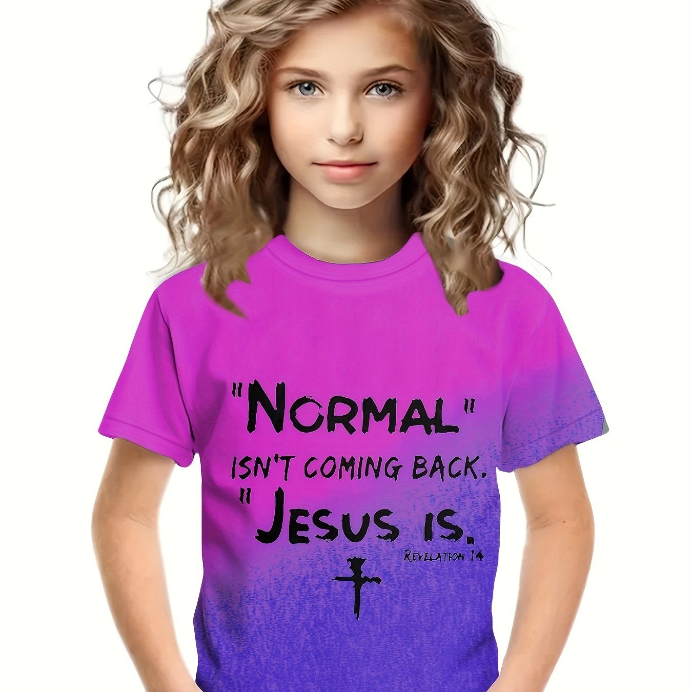 NORMAL ISN'T COMING BACK Print Short Sleeve T shirt Girls Gradient Pullover Tops