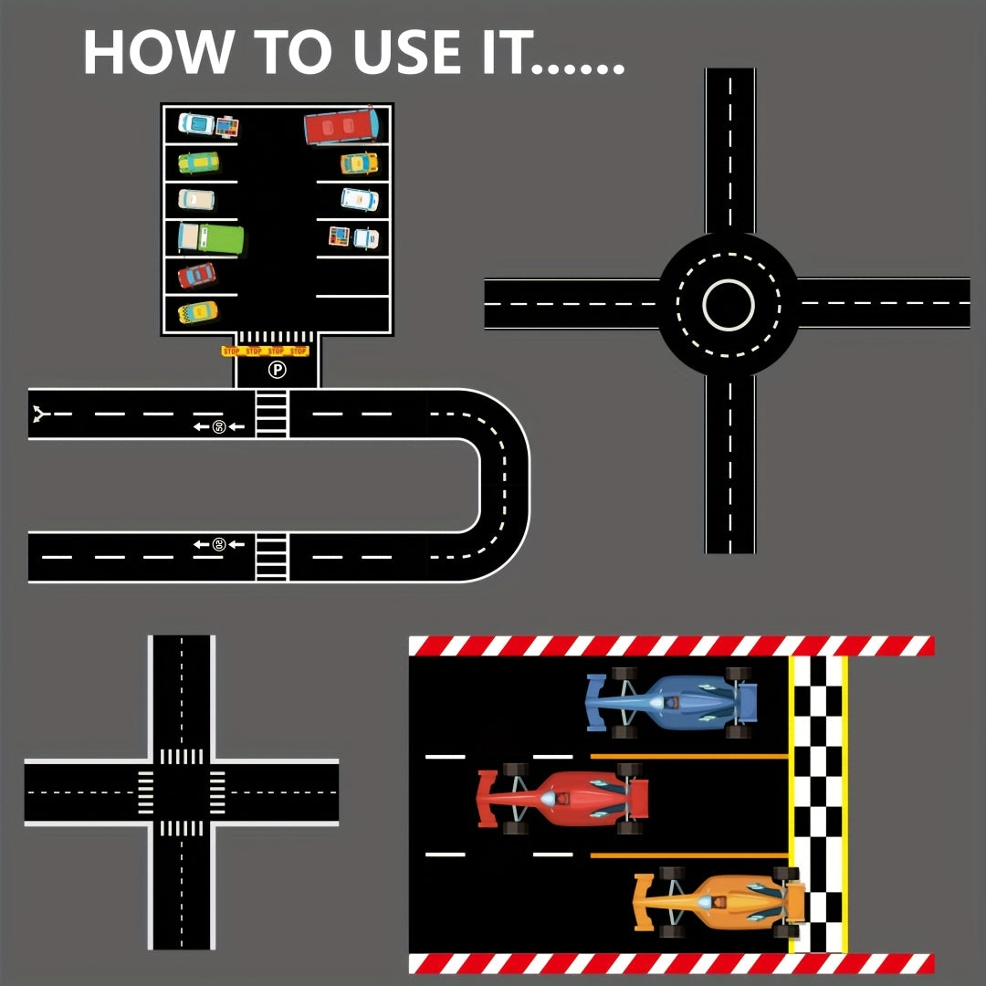 28pcs DIY Road Sign Sticker Set Traffic Rules Game Toys Car Educational Crafts