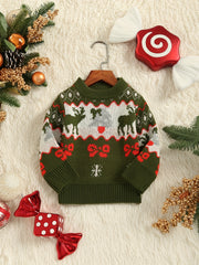 Christmas Jacquard Knit Little Girls Sweater