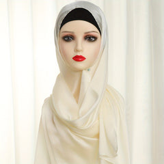 Soft Silky Scarf Thin Breathable Hijab Solid Shawl Classic Head Wrap Women Turba