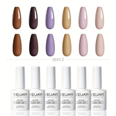 6 Colors Gel Nail Polish Starter Kit Nude Brown Purple Collection