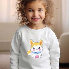 Girls Dog Pattern Crew Neck Sweatshirt For Spring Fall Christmas Gift