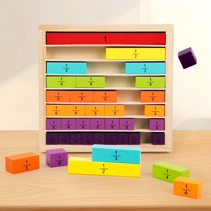 Wooden Fractions Toy Number Decomposition Puzzle Board for Kids
