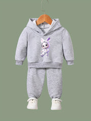 OERYUI Bunny Print Activewear Set for Girls Boys, Hoodies Pants Set