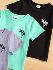 Baby Boys Casual Set Coconut Tree Pattern Short Sleeve T shirts 3pcs
