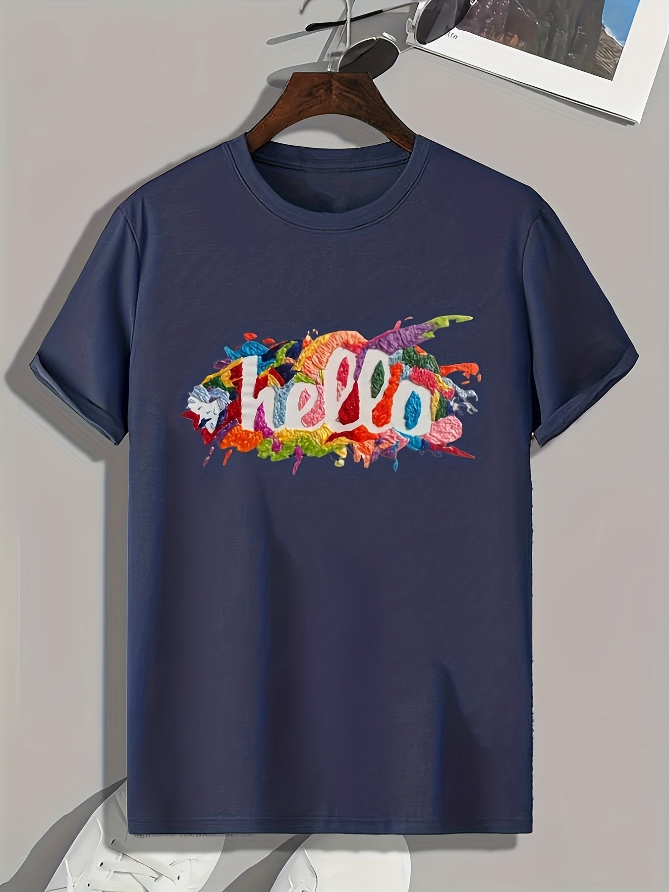 "Hello" Print Men's Graphic T shirt Casual Comfy Tees For Summer