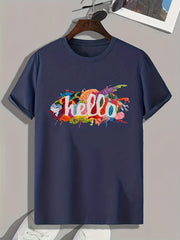 "Hello" Print Men's Graphic T shirt Casual Comfy Tees For Summer