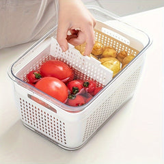 Double Layer Draining Basket Refrigerator Vegetable Storage Box