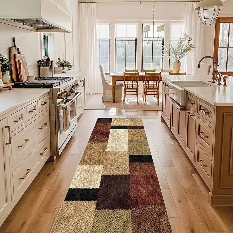 Geometric Runner Rug Soft Kitchen Mat Non Slip Washable Stair Carpet