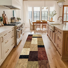Geometric Runner Rug Soft Kitchen Mat Non Slip Washable Stair Carpet