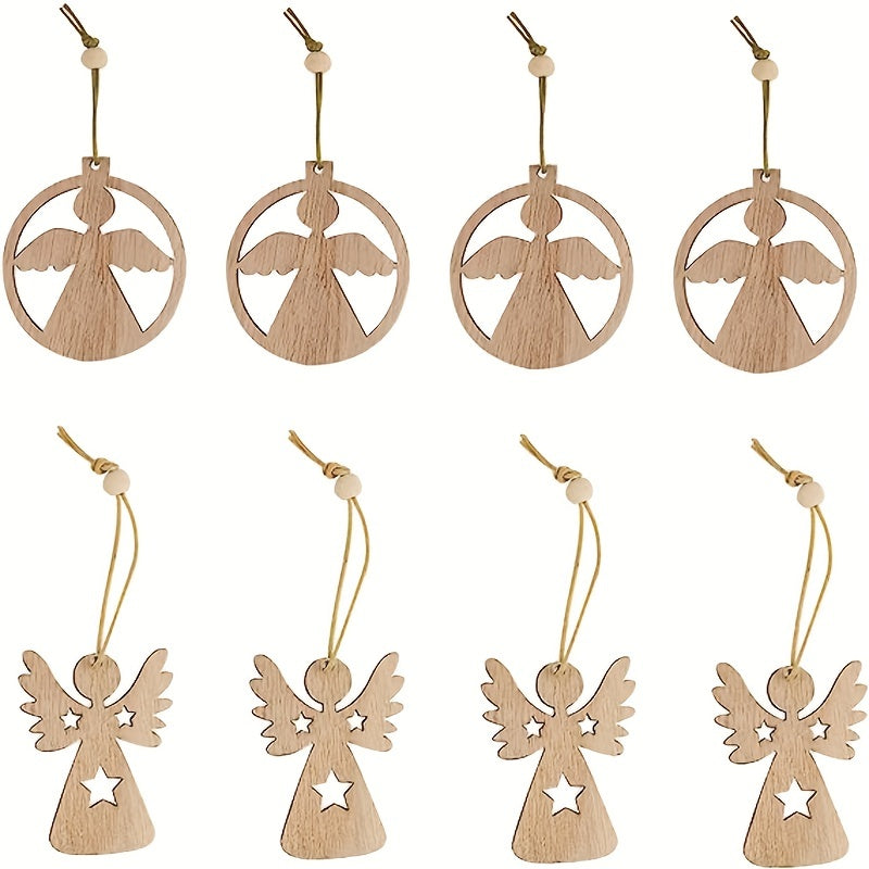 12Pcs Christmas Wooden Pendant Girls Crafts Wood Decor Christmas Tree Pendant