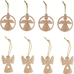12Pcs Christmas Wooden Pendant Girls Crafts Wood Decor Christmas Tree Pendant