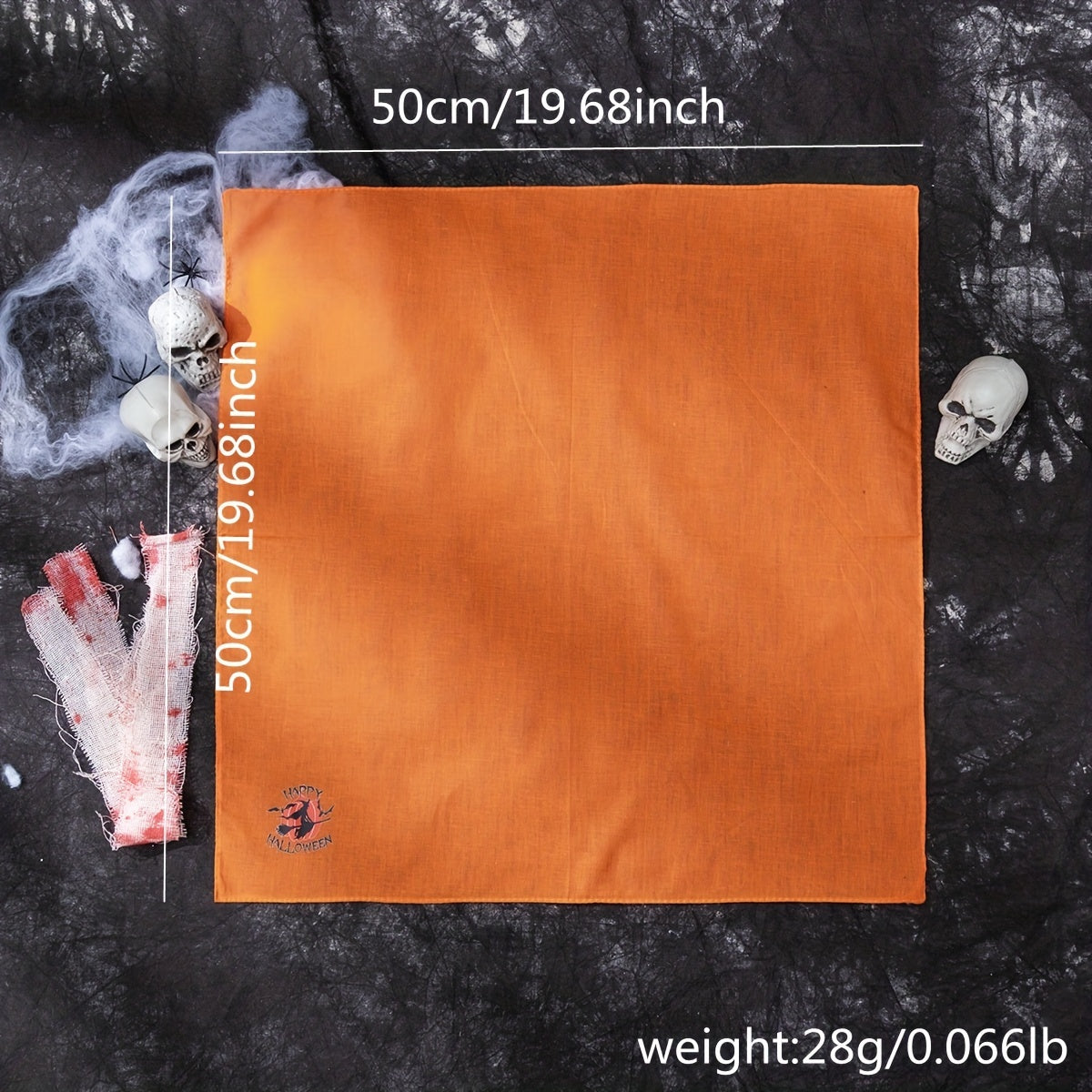 Halloween Witch Bandana Orange Cartoon Print Square Scarf Hip Hop Neckerchief