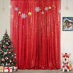 Red Sequin Backdrop Cloth Christmas Party Decoration