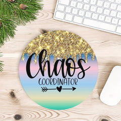 Chaos Design Round Gaming Mouse Pad for Women, Non-Slip Rubber Mouse Mat