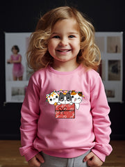 Christmas Cats Print Girls Casual Sweatshirt Long Sleeve Crew Neck Tops