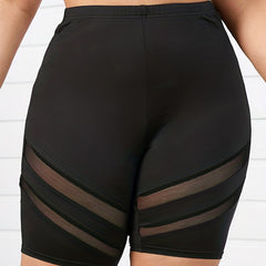 High Rise Skinny Biker Shorts with Mesh Detail