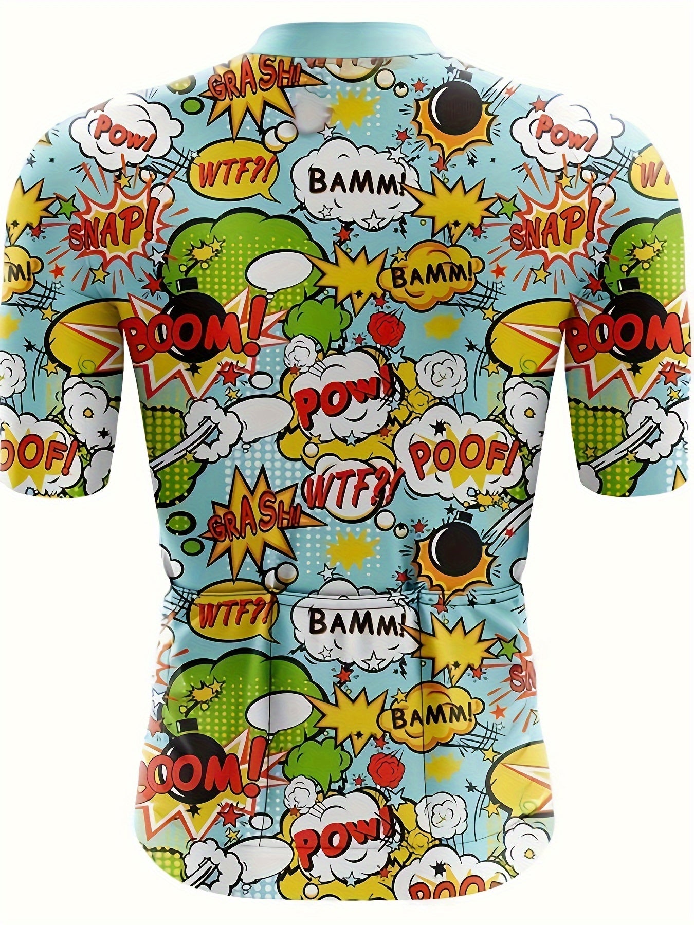 Comic Pattern Men's Sports Zip Up Cycling Jersey
