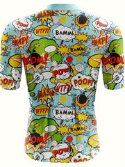 Comic Pattern Men's Sports Zip Up Cycling Jersey