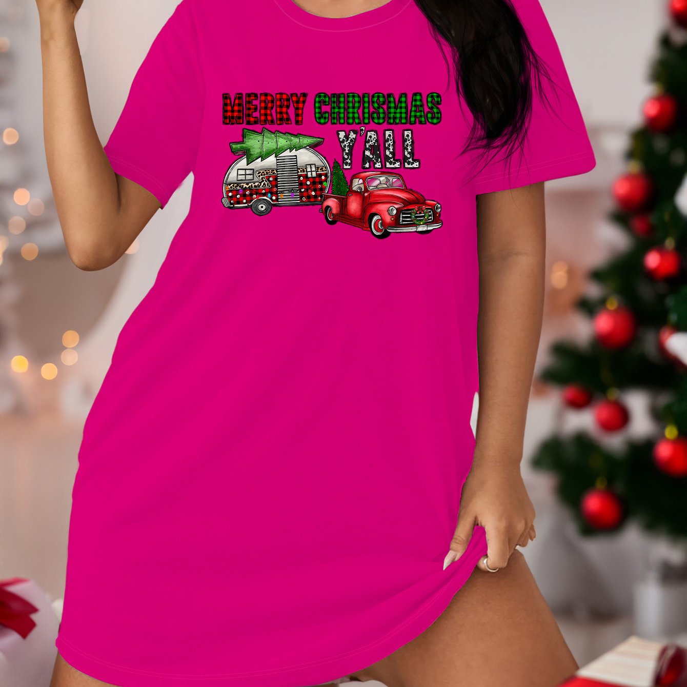 Christmas Casual Loungewear Dress Women's Plus Christmas Graphic