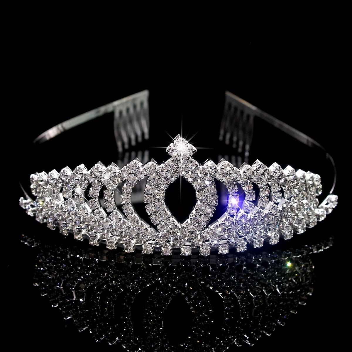 Rhinestone Queen Crown Tiara Headband Bridal Wedding Hair Accessory