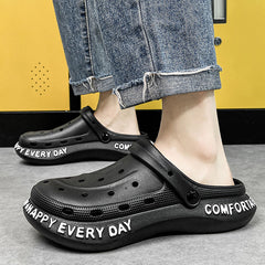 Men's Letter Print Quick Drying Anti-Skid Clogs Slippers