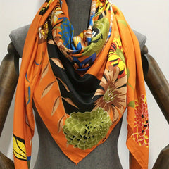 Large Plant Print Square Scarf Soft Sunscreen Shawl Wraps for Women